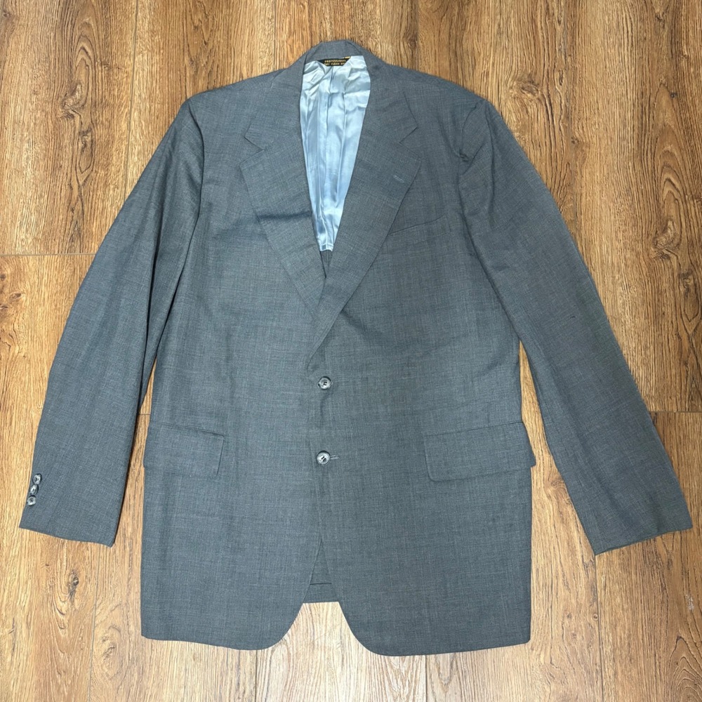 Corbin Ltd Vintage Grey Two Button Blazer Jacket Tailored in USA Mens 44L
